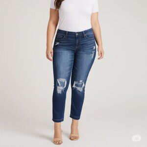 Hollister Distressed Boyfriend Jeans, Size 9R, Dark Blue, Grunge, Streetwear